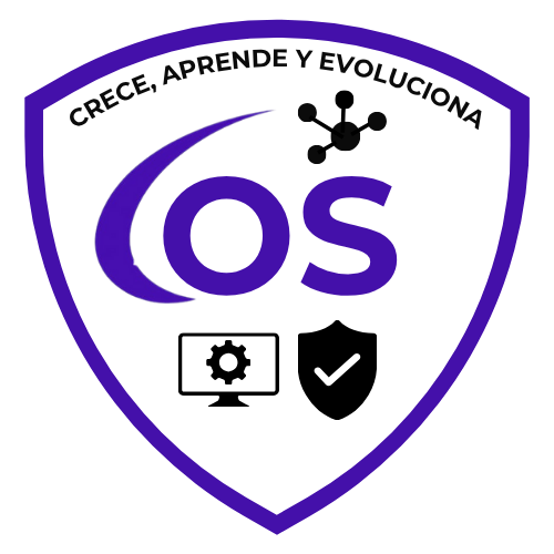 Logo de Ovariety Studio: Escudo morado con el texto "OS" y el lema "Crece, Aprende y Evoluciona".